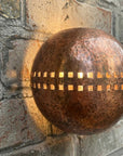 Hammered Copper Globe Wall Sconce – Square Cutout Rustic Light