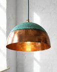 Green Patina Copper Pendant Light ,Oxidized Copper Farmhouse Pendant Light