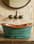 Aged Copper Vessel Sink Tub Style, Oxidized Copper Sink Bathroom