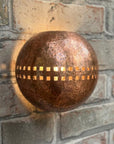 Hammered Copper Globe Wall Sconce – Square Cutout Rustic Light