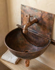 Copper Wall Mounted Sink Bathroom, Rustic Vessel Copper Sink Bathroom