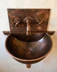 Copper Wall Mount Bathroom Sink 20" with Copper Faucet