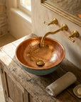 Handmade Oxidized Copper vessel sink Bathroom , Rustic Vessel Oxidized Copper Sink