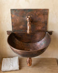 Copper Wall Mounted Sink Bathroom, Rustic Vessel Copper Sink Bathroom