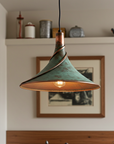 Handmade Oxidized Copper Pendant Light – Patina Dome Ceiling Lamp