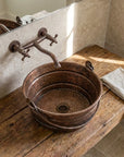 Copper Bucket Vessel Sink, Vessel Hammered Copper Sink