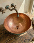 Oxidized Copper vessel sink Bathroom, Green Copper Wash Basin Sink Bathroom