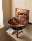 Oxidized Copper Wall mounted Bathroom Sink With Mixer Faucet