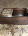 Aged Copper Patina farmhouse sink with flat grid