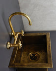Antique Brass Undermount Single Kitchen Sink, Hammered Patina Brass Kitchen Sink