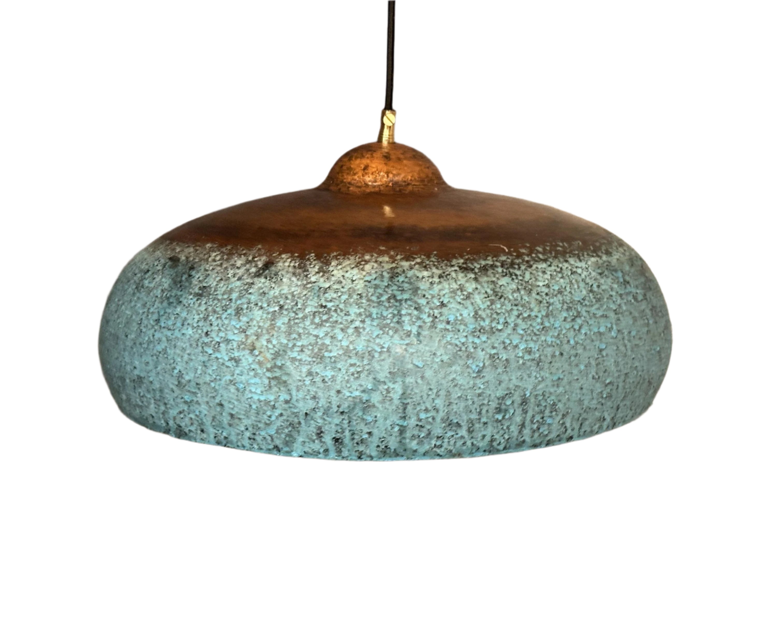 Blue patina copper lamp