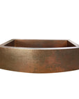 rounded front apron copper kitchen sink