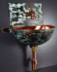 Oxized Copper Wall Hung Sink Bathroom With BackPlate