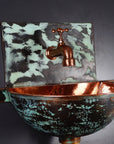 Oxized Copper Wall Hung Sink Bathroom With BackPlate
