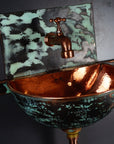 Oxized Copper Wall Hung Sink Bathroom With BackPlate