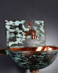 Oxized Copper Wall Hung Sink Bathroom With BackPlate