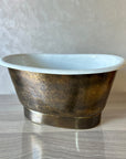 Freestanding Tub-Style Brass Vessel Sink- Hammered Single Bowl Sink