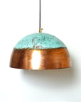 Green Patina Copper Pendant Light ,Oxidized Copper Farmhouse Pendant Light