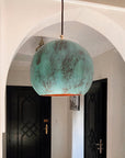 Hammered Copper Kitchen Island Lighting, Oxidized Copper Pendant Light