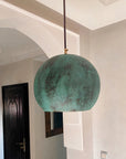 Hammered Copper Kitchen Island Lighting, Oxidized Copper Pendant Light