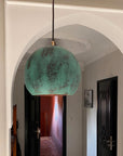 Hammered Copper Kitchen Island Lighting, Oxidized Copper Pendant Light
