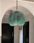 Hammered Copper Kitchen Island Lighting, Oxidized Copper Pendant Light