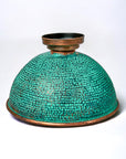 Handcrafted Hammered Copper Sink Vessel, Green Patina Round Countertop Basin