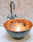 Handmade Oxidized Copper vessel sink Bathroom , Rustic Vessel Oxidized Copper Sink