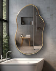Large Irregular Shaped Mirror - Brass Bathroom Mirror