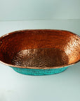 Large Oval Copper Beverage Tub with Handles , Copper Ice Bucket