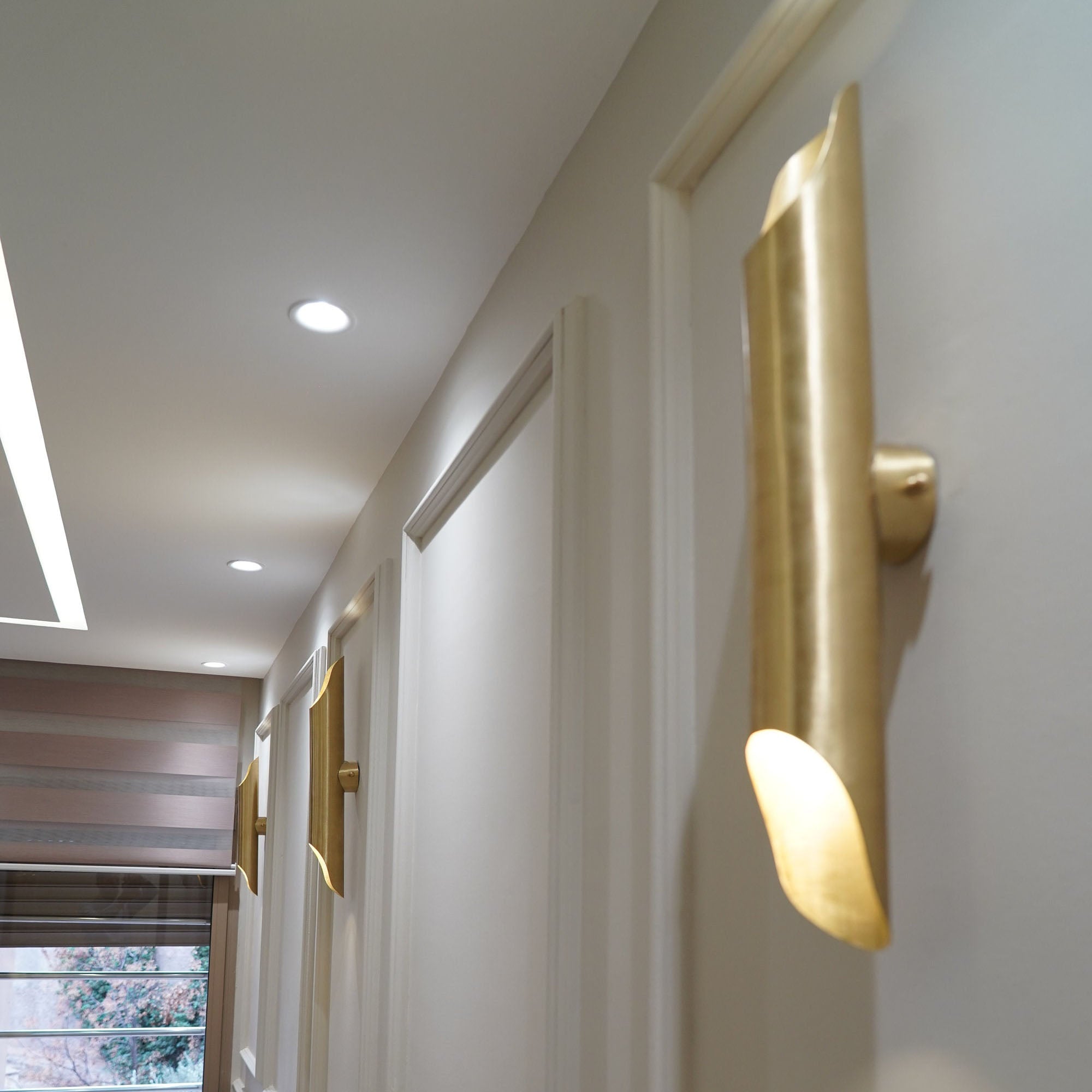 Luxurious Solid Brass Double Wall Light Fixture, Brass Sconce Lights