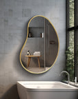 Organic Shaped Bathroom Brass Mirror