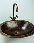 Oil Rubbed Bronze Bathroom Sink, Oval Vintage Handcrafted Drop in Sink