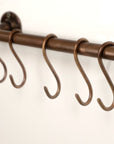 Oil Rubbed Bronze Wall Mounted Pot Rack, Copper Kitchen Rail with Hooks