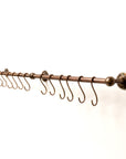 Oil Rubbed Bronze Wall Mounted Pot Rack, Copper Kitchen Rail with Hooks