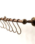 Oil Rubbed Bronze Wall Mounted Pot Rack, Copper Kitchen Rail with Hooks
