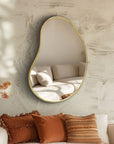 Organic Shaped Bathroom Brass Mirror