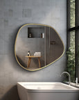 irregular Organic Shaped Brass Bathroom Mirror