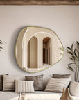 irregular Organic Shaped Brass Bathroom Mirror