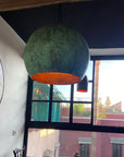 Oxidized Copper Round Pendant Light, Farmhouse light fixture