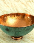 Oxidized Copper vessel sink Bathroom, Green Copper Wash Basin Sink Bathroom