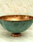 Oxidized Copper vessel sink Bathroom, Green Copper Wash Basin Sink Bathroom