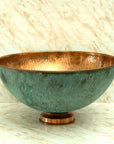 Oxidized Copper vessel sink Bathroom, Green Copper Wash Basin Sink Bathroom