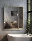Large Rectangular Brass Bathroom Wall Mirror
