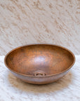 Round Copper Vessel Bathroom Sink, Vessel Hammered Copper Sink