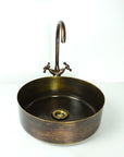 Rustic Brass round Vessel sink with Oil rubbed bronze Faucet