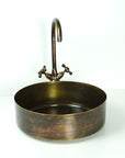 Rustic Brass round Vessel sink with Oil rubbed bronze Faucet