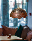 Rustic Copper pendant light - Farmhouse Copper Pendant Light with Brass lines