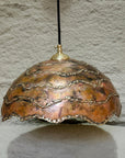 Rustic Copper pendant light - Farmhouse Copper Pendant Light with Brass lines