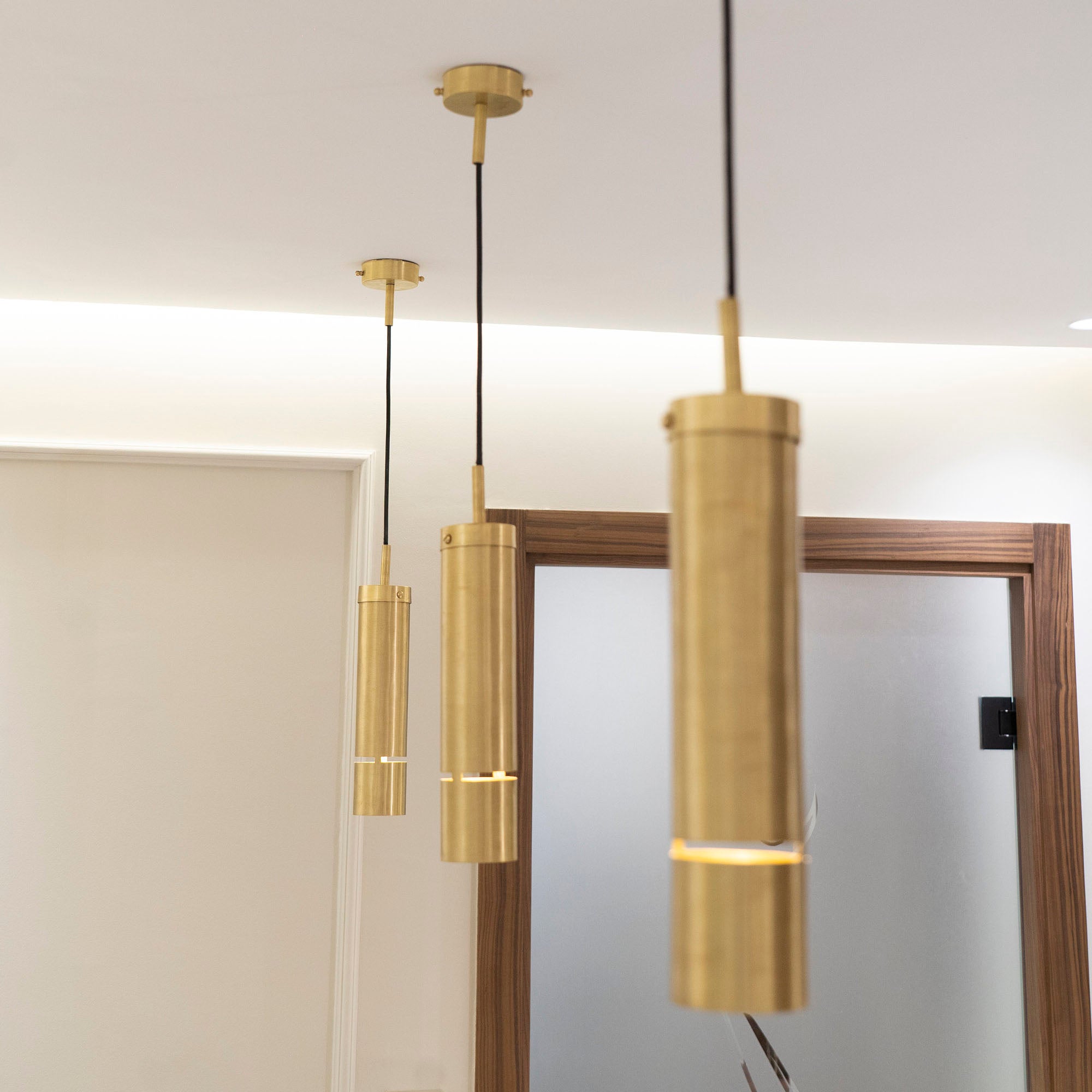 Set of 3 Brass Pendant Light Fixtures, Solid Brass Hanging Lamp